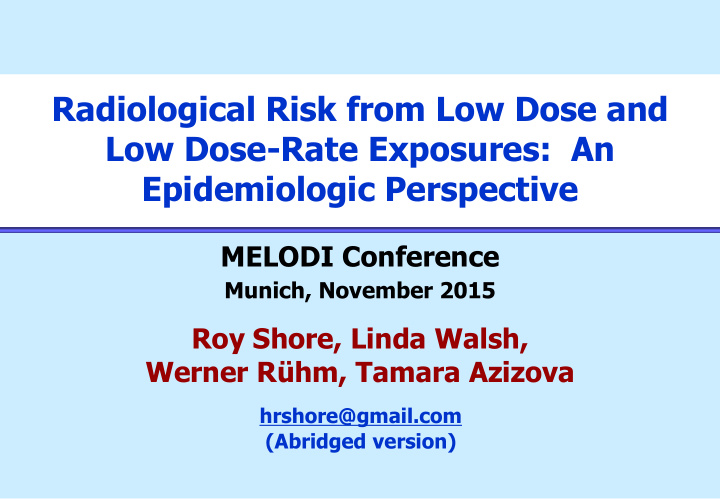 radiological risk from low dose and low dose rate