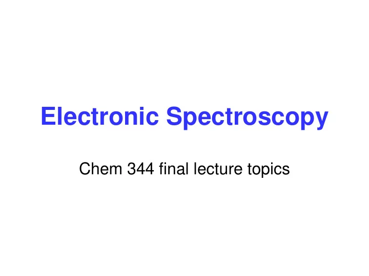 electronic spectroscopy