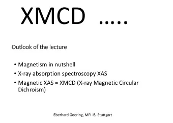 Outlook of the lecture  Magnetism in nutshell  Xray absorption spectroscopy XAS