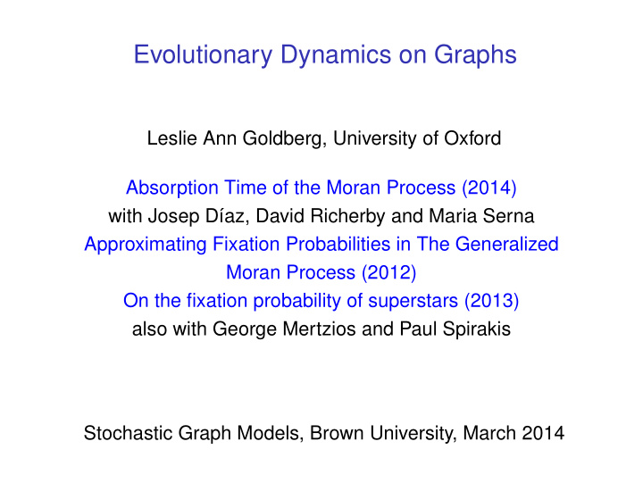 evolutionary dynamics on graphs