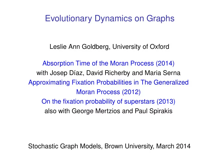 evolutionary dynamics on graphs