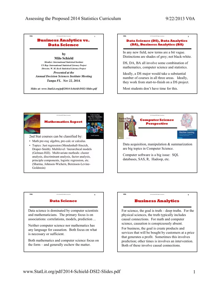 assessing the proposed 2014 statistics curriculum 9 22