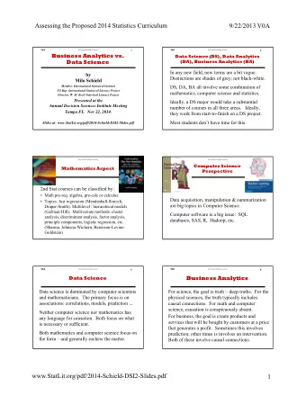 Assessing the Proposed 2014 Statistics Curriculum  9/22/2013 V0A  V0A  V0A