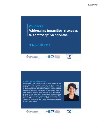 Vo  Vouchers:  Addressing inequities in access  to contraceptive services  October 18, 2017
