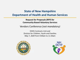 State of New Hampshire  Department of Health and Human Services  Request for Proposals (RFP) for