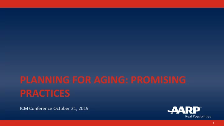 planning for aging promising