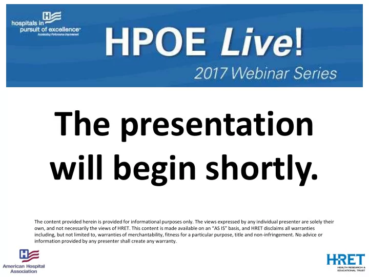 the presentation will begin shortly