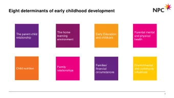 Eight determinants of early childhood development  The home  Parental mental  The parent-child