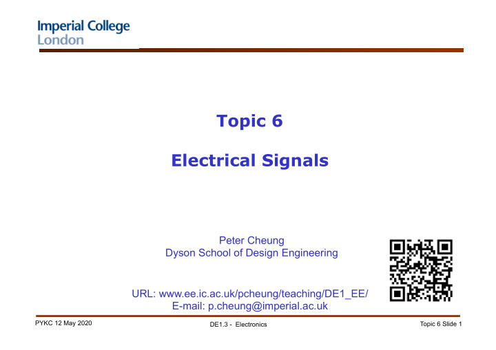 topic 6 electrical signals