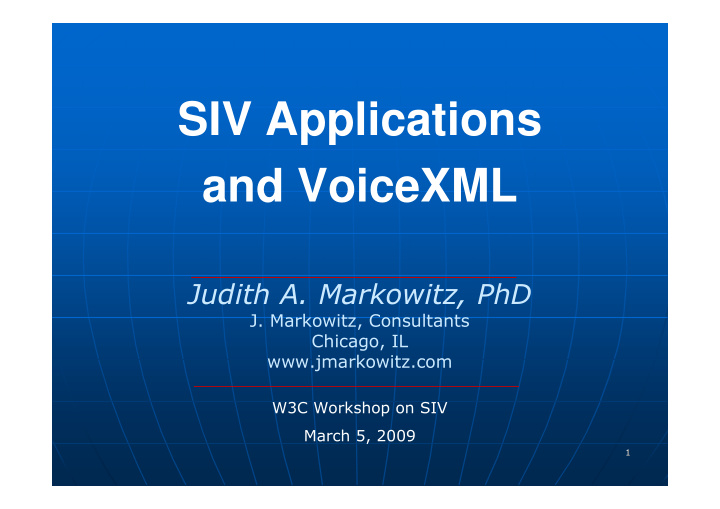 siv applications and voicexml