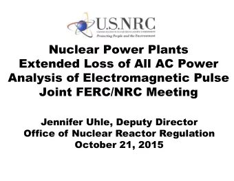 Nuclear Power Plants  Extended Loss of All AC Power  Analysis of Electromagnetic Pulse  Joint