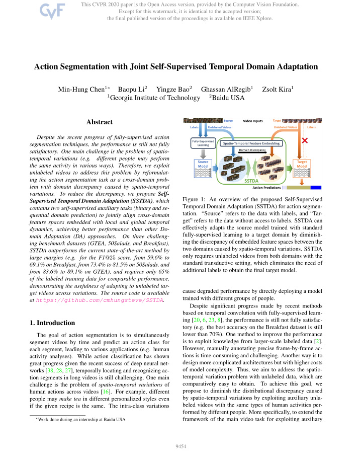 action segmentation with joint self supervised temporal