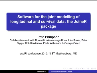 Software for the joint modelling of  longitudinal and survival data: the JoineR  package  Pete