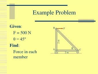 Example Problem Given :  B  F  F = 500 N   = 45  2 m Find :    A  C  Force in each  2 m