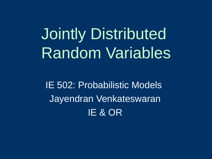 jointly distributed random variables