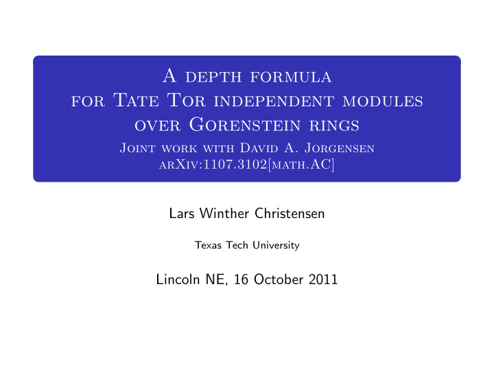 a depth formula for tate tor independent modules over