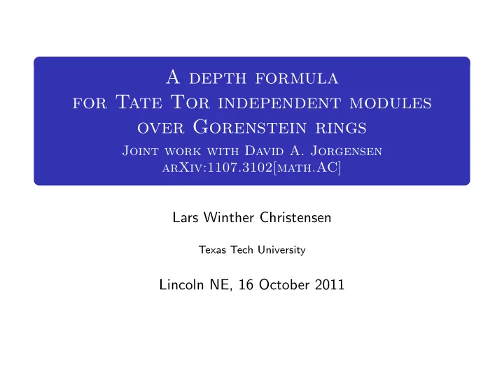 a depth formula for tate tor independent modules over
