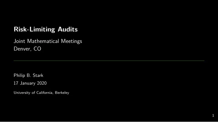 risk limiting audits