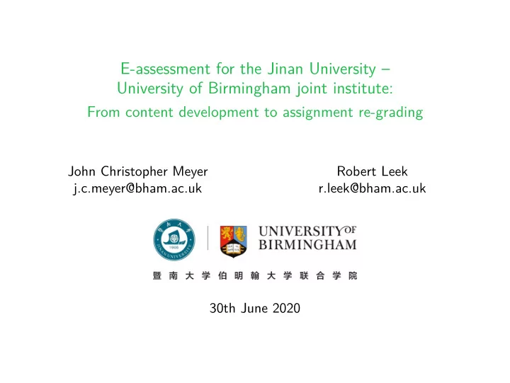 e assessment for the jinan university university of