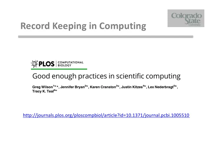 record keeping in computing
