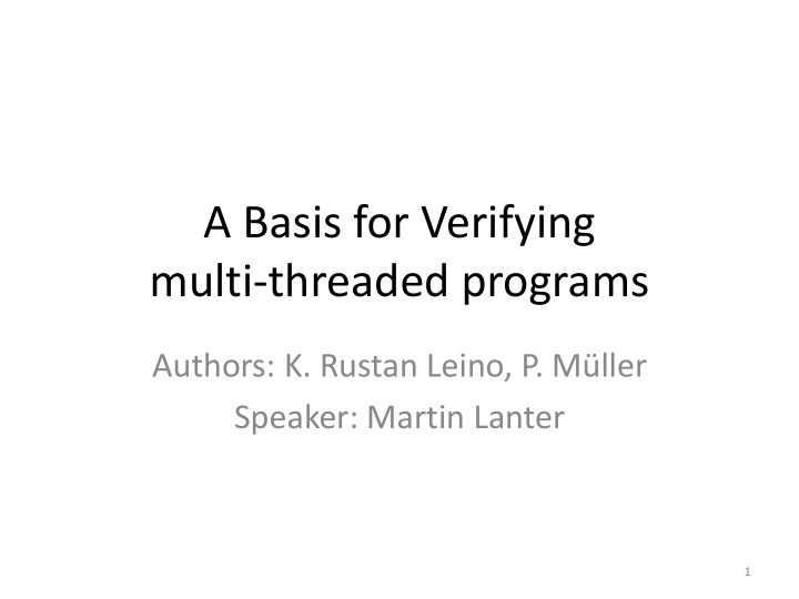 multi threaded programs