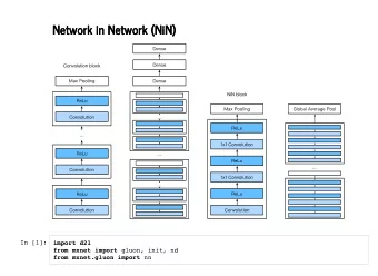 Network in Network (NiN)  Network in Network (NiN)  In [1]: import d2l from mxnet import gluon,