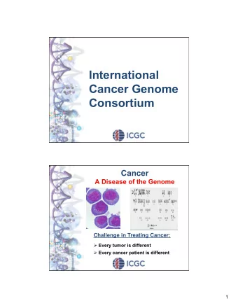International  Cancer Genome  Consortium  Cancer  A Disease of the Genome  Challenge in Treating