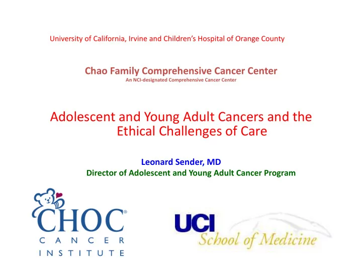 adolescent and young adult cancers and the ethical