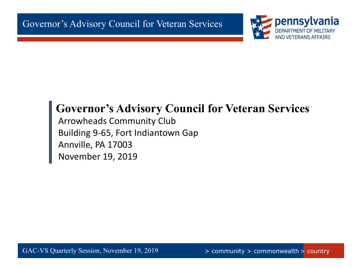 governor s advisory council for veteran services