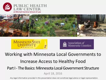 Working  with  Minnesota  Local  Governments  to    Increase  Access  to