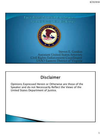 Steven E. Gordon  Assistant United States Attorney  Civil Rights Enforcement Coordinator  USAO