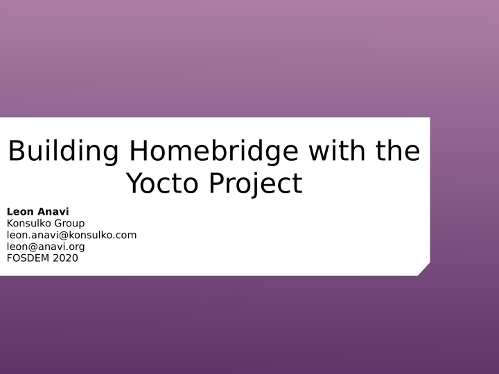 building homebridge with the yocto project