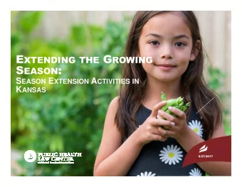 S EASON E XTENSION A CTIVITIES IN K ANSAS