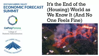 (Housing) World as  We Know It (And No  One Feels Fine)  1  2017 State Housing Package  SB 2 -