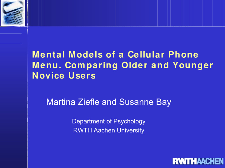 mental models of a cellular phone menu com paring older