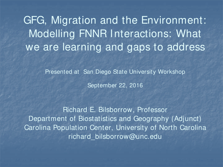 gfg migration and the environment modelling fnnr