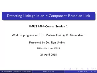 Detecting Linkage in an n -Component Brunnian Link  IMUS Mini-Course Session 1  Work in progress