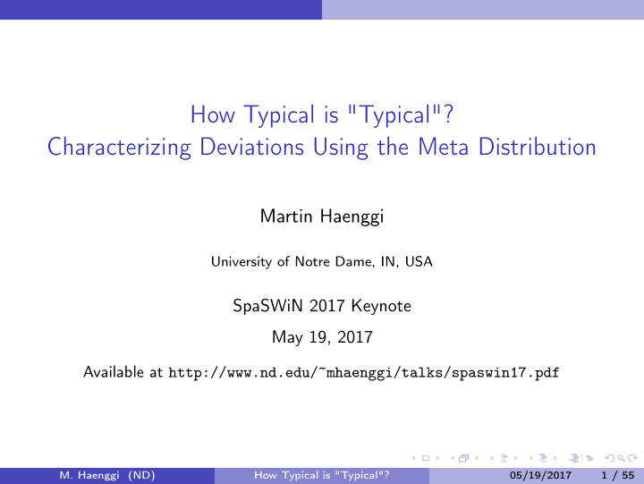 how typical is typical characterizing deviations using