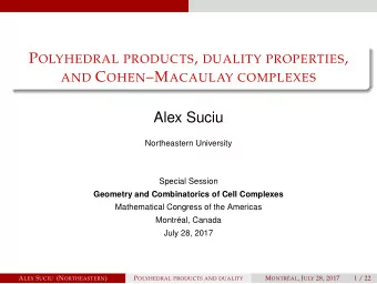 P OLYHEDRAL PRODUCTS , DUALITY PROPERTIES , AND C OHEN M ACAULAY COMPLEXES  Alex Suciu