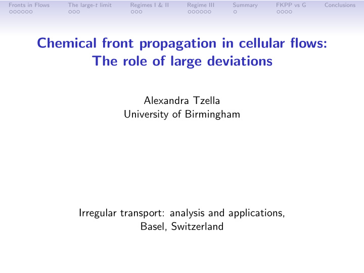 chemical front propagation in cellular flows the role of