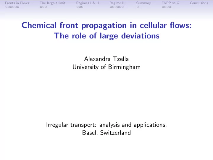 chemical front propagation in cellular flows the role of