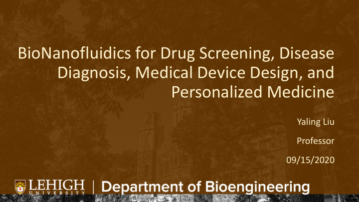 bionanofluidics for drug screening disease diagnosis