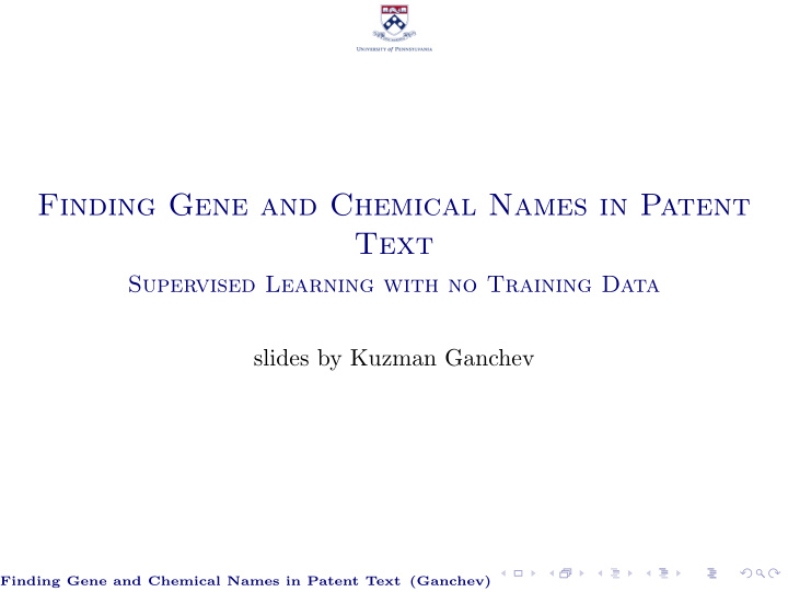 finding gene and chemical names in patent text