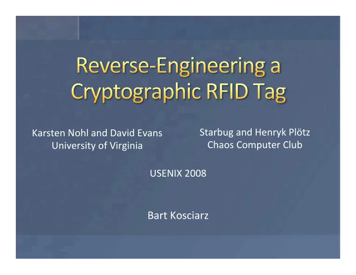 bart kosciarz radio frequency iden0fica0on the use of