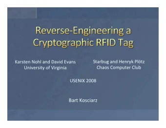 Bart Kosciarz Radio-frequency iden0fica0on: the use of  radio waves to read and capture  informaJon