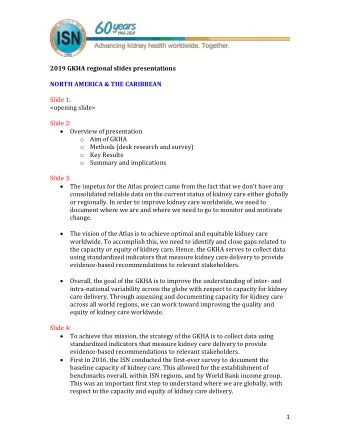 2019 GKHA regional slides presentations  NORTH AMERICA &amp; THE CARIBBEAN  Slide 1:  &lt;opening