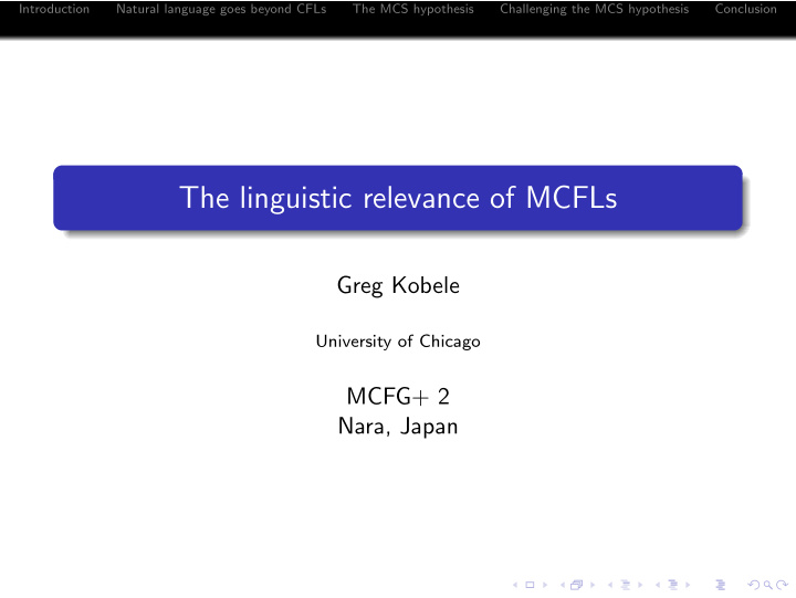 the linguistic relevance of mcfls