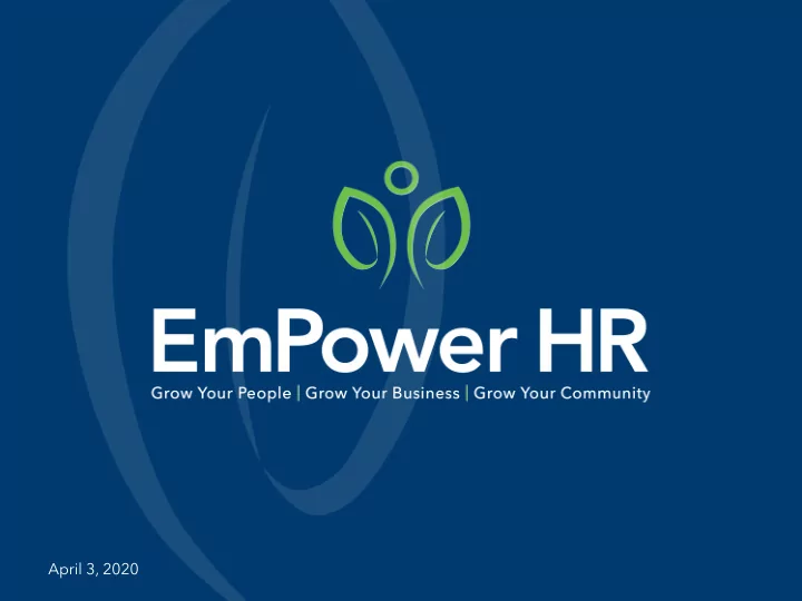 april 3 2020 covid 19 ffcra amp cares