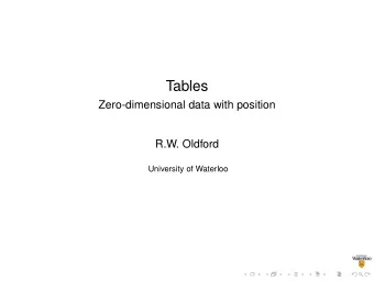 Tables  Zero-dimensional data with position  R.W. Oldford  University of Waterloo  Magnitude