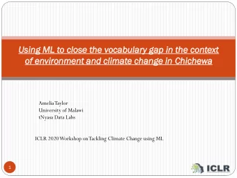Amelia Taylor  University of Malawi  tNyasa Data Labs  ICLR 2020 Workshop on Tackling Climate